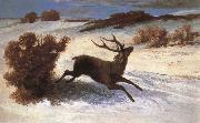 Gustave Courbet The deer running in the snow oil painting artist